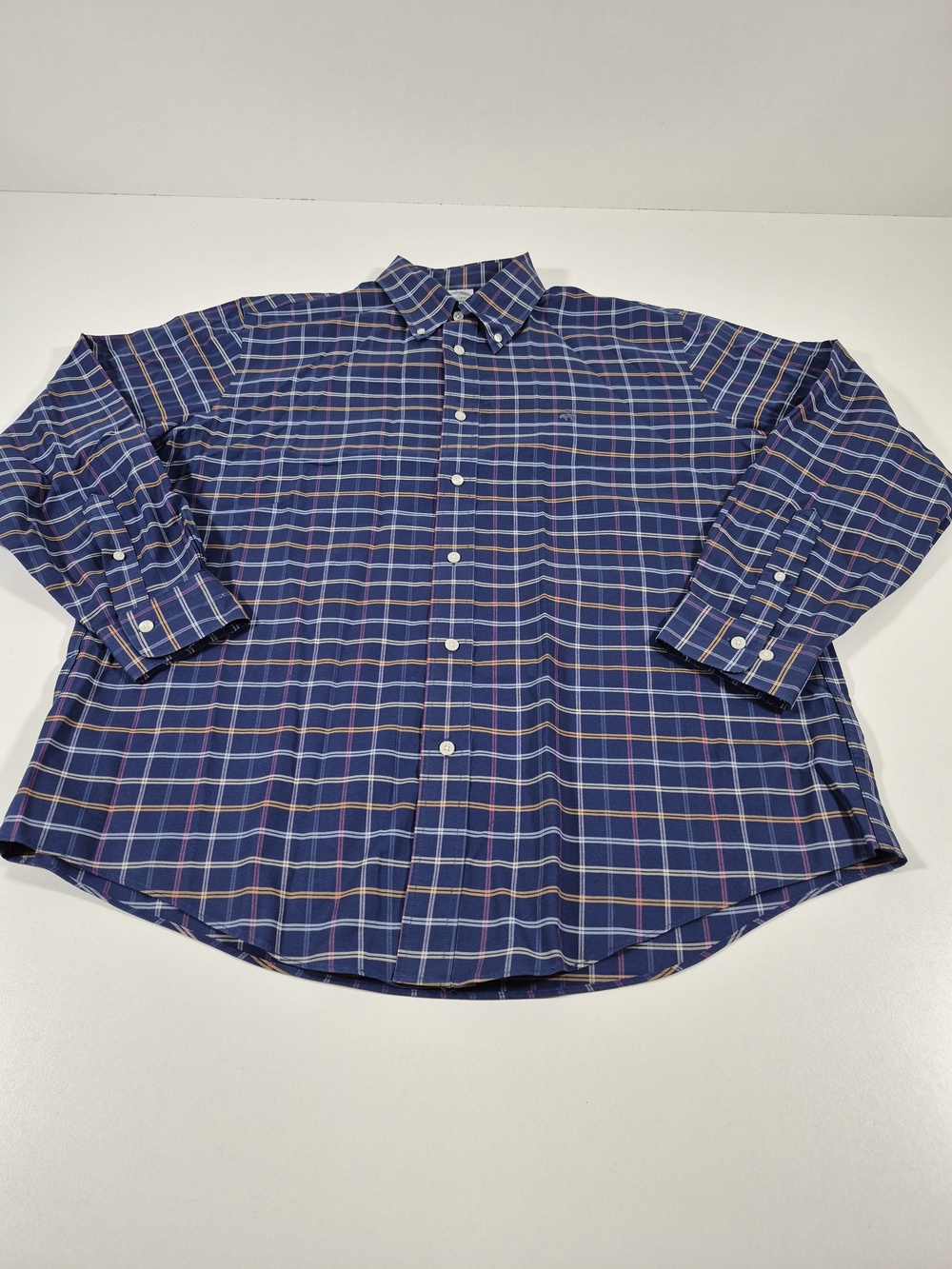 Brooks Brothers Dress Shirt Mens XL Blue Plaid Regent Non Iron Supima LS Woven